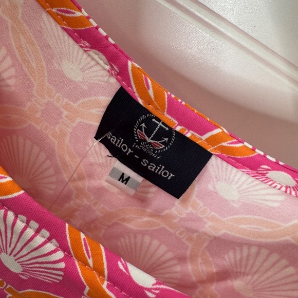 NEW Sailor Sailor Pink Shell All Over Print Dress Medium - Picture 2 of 6